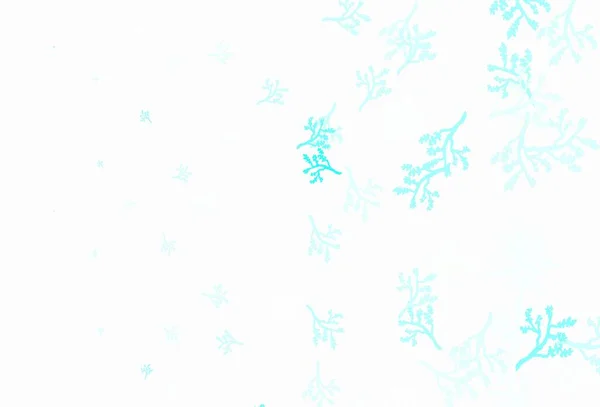 Синий Зеленый Вектор Ветвями Красочная Иллюстрация Стиле Каракулей Листьями Ветвями — стоковый вектор