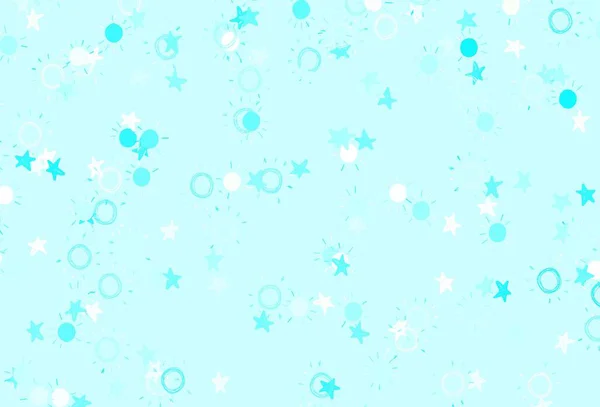 Bleu Clair Agencement Vectoriel Vert Avec Étoiles Soleils Illustration Abstraite — Image vectorielle