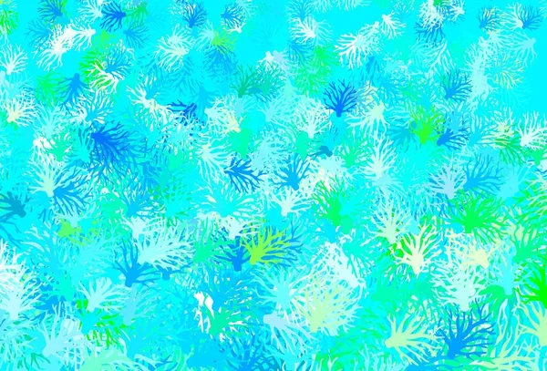 Azul Claro Verde Vector Doodle Fondo Con Ramas Ilustración Colorida — Vector de stock