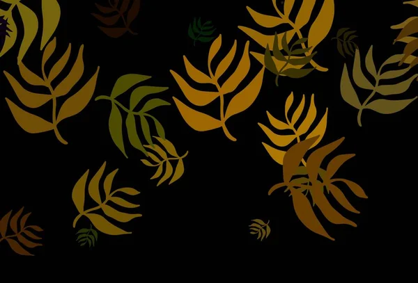 Dunkelgrünes Gelbes Vektor Doodle Muster Mit Blättern Skizzenhafte Kritzeleien Mit — Stockvektor