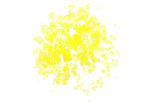 Jasnozielony Żółty Wzór Bazgrołów Wektorowych Liśćmi Świecąca Kolorowa Ilustracja Liśćmi — Wektor stockowy