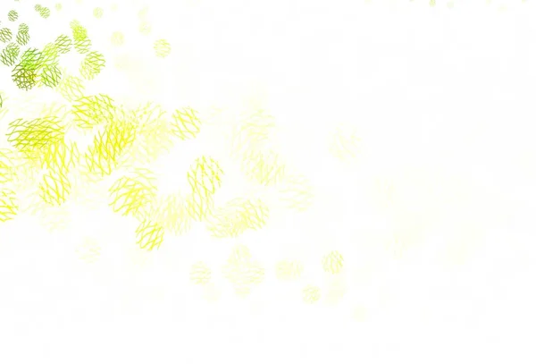 ライトグリーン ドット 線で黄色のベクトル背景 カラフルな円のイラスト 抽象的なスタイルの線 未来的な広告 小冊子のパターン — ストックベクタ