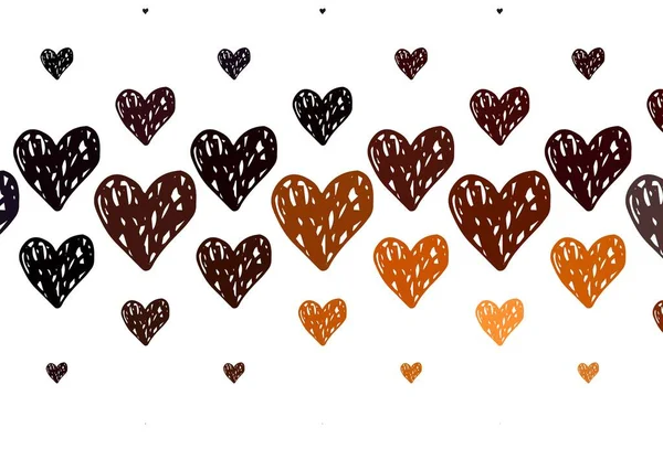 Ελαφρύ Πορτοκαλί Διάνυσμα Πρότυπο Καρδιές Doodle Λαμπερή Απεικόνιση Καρδιές Αφηρημένο — Διανυσματικό Αρχείο