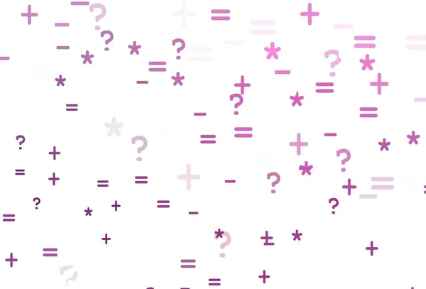 Светло Розовый Векторный Фон Арифметическими Знаками Современная Геометрическая Иллюстрация Цифрами — стоковый вектор