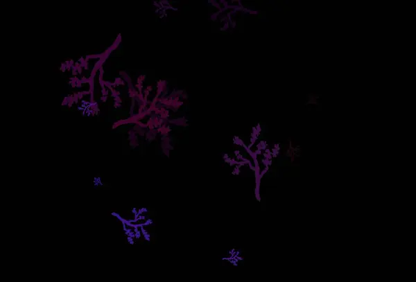 Dunkelrosa Blaues Vektor Doodle Mit Ästen Abstrakte Illustration Mit Blättern — Stockvektor