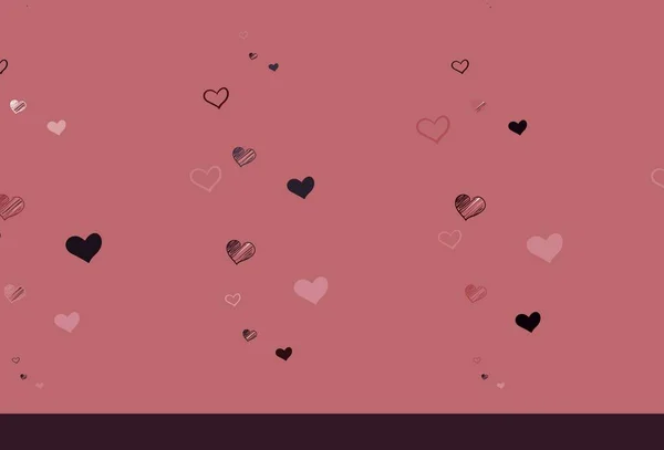 Світло Рожева Червона Векторна Текстура Прекрасними Серцями Сяючий Малюнок Серцем — стоковий вектор
