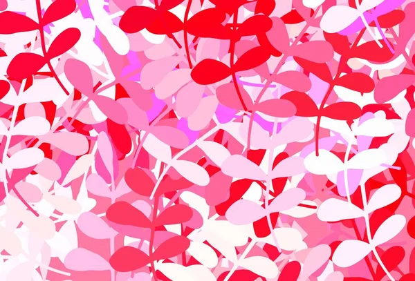 Světle Růžová Červený Vektor Elegantní Vzor Listy Doodle Ilustrace Listí — Stockový vektor