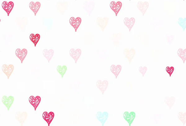 Светло Розовый Желтый Векторный Фон Сердцами Мбаппе Стиле Феерии Дизайн — стоковый вектор