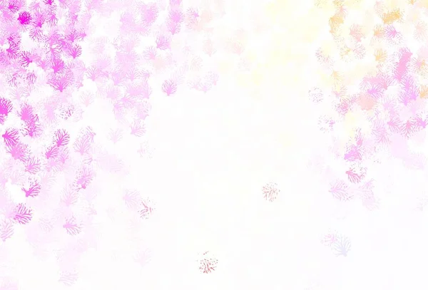 Светло Розовый Желтый Вектор Элегантный Фон Листьями Нечеткие Каракули Белом — стоковый вектор