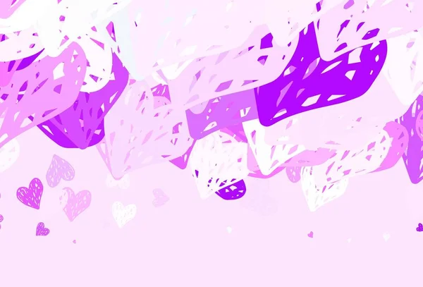 Modèle Vectoriel Violet Clair Avec Des Cœurs Colorés Illustration Avec — Image vectorielle