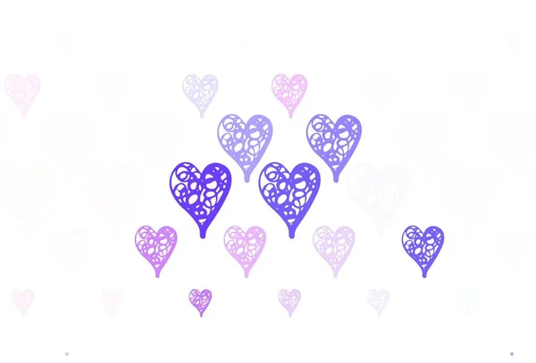淡いパープル ピンクベクトルの質感が美しいハート バレンタインスタイルでグラデーションの心を持つスマートイラスト バレンタインのグリーティングポストカードのテンプレート — ストックベクタ