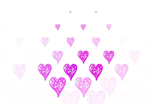 Светло Фиолетовый Розовый Векторный Узор Цветными Сердцами Умная Иллюстрация Градиентными — стоковый вектор