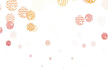 Açık kırmızı, küreli sarı vektör deseni. Renkli su damlaları olan modern soyut çizimler. Fütürist reklamlar ve kitapçıklar için şablon.