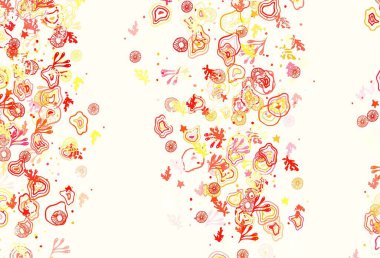 Açık kırmızı, kaotik şekilli sarı vektör şablonu. Renkli rastgele şekillerle modern soyut illüstrasyon. İşiniz için en iyi akıllı tasarım.