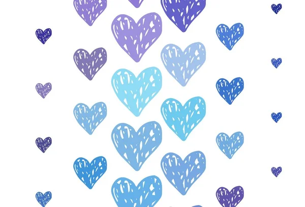 Light Pink Blue Vector Background Hearts Beautiful Celebration Style Hearts — Stock Vector