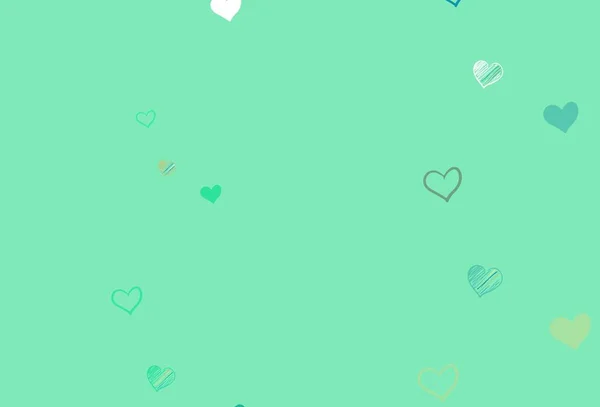 Light Green Vector Backdrop Sweet Hearts Beautiful Colored Illustration Hearts — Stock Vector