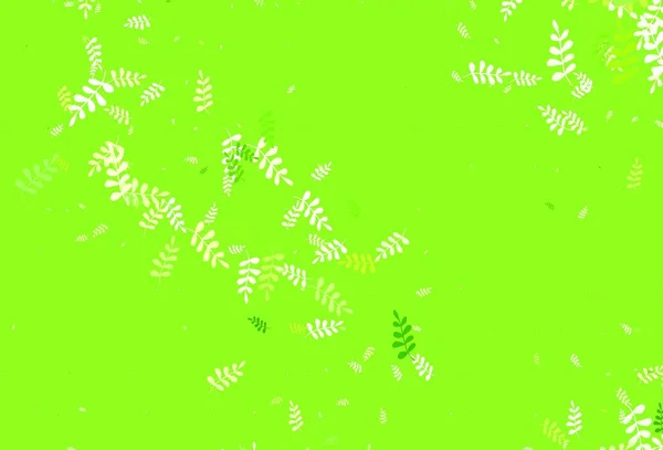 Vert Clair Fond Vectoriel Jaune Doodle Avec Des Feuilles Illustration — Image vectorielle