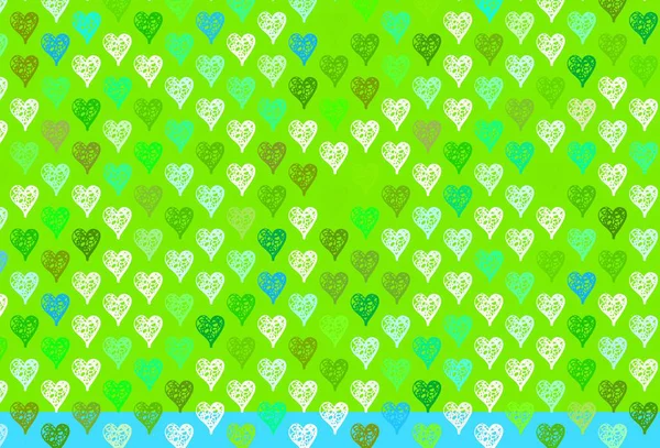 Светло Голубой Зеленый Вектор Искушает Бездушными Сердцами Яркая Иллюстрация Сердцами — стоковый вектор
