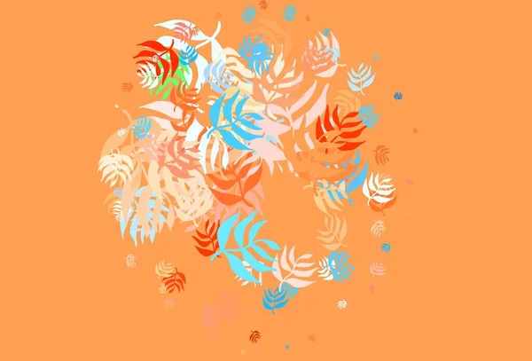 Light Blue Red Vector Abstract Background Leaves Doodle Illustration Leaves — Stock Vector