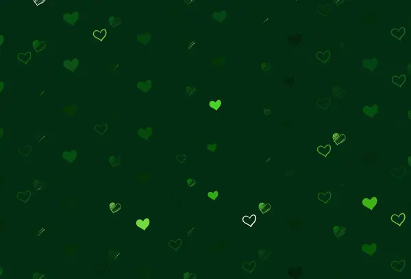 Açık Yeşil Vektör Dokusu Güzel Kalpleri Var Kutlama Tarzında Kalpleri — Stok Vektör