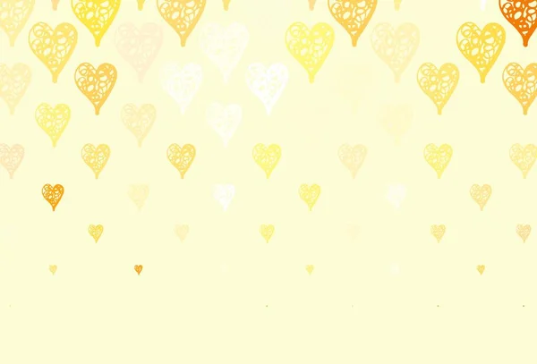 Patrón Vectorial Naranja Claro Con Corazones Coloridos Diseño Decorativo Con — Vector de stock