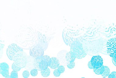 Açık pembe, Memphis şekilli mavi vektör arkaplan. Renkli rastgele şekillerle modern soyut illüstrasyon. Web siteniz için basit tasarım.