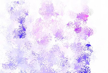 Açık mor renkli, yaprakları olan zarif bir duvar kâğıdı. Soyut şablona karalamalar çizilmiş bir resim. Duvar kağıtları, boyama kitapları için desen.