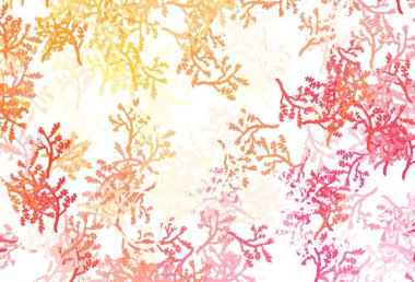 Açık Kırmızı, sarı vektör, dallı doğal arka plan. Soyut şablona karalamalar çizilmiş bir resim. Tasarımınız için yeni şablon.