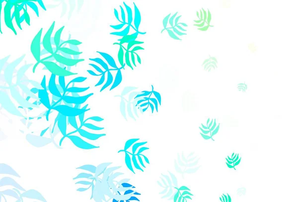 Bleu Clair Motif Abstrait Vectoriel Vert Avec Des Feuilles Illustration — Image vectorielle