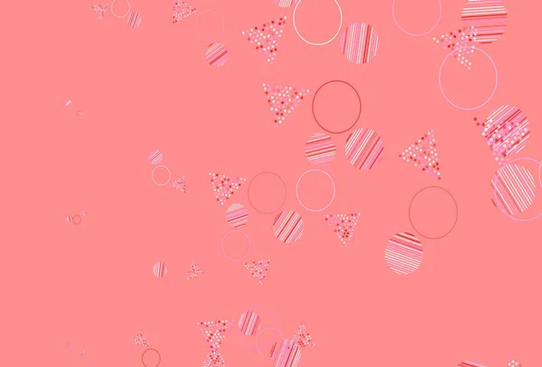 Světle Růžová Vektorová Textura Trojúhelníkovým Stylem Kruhy Abstraktní Gradient Ilustrace — Stockový vektor