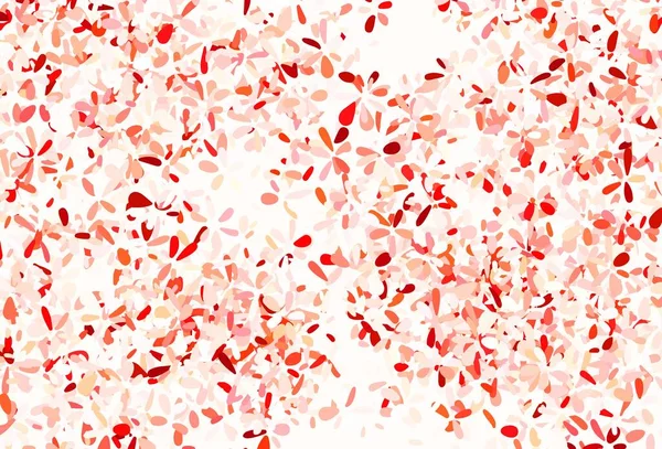 葉を持つライトレッドベクトルドアパターン ドードル型の葉を持つ曖昧な抽象的なイラスト 壁紙のパターン ぬり絵 — ストックベクタ