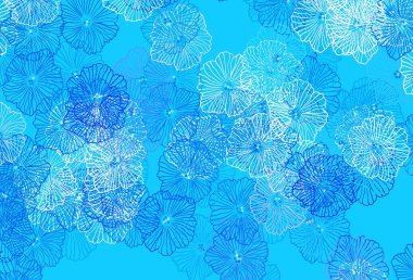 Koyu mavi, yapraklı sarı vektör karalama deseni. Karalama tarzında çiçekli soyut illüstrasyon. Web sitesi yöneticileri ve tasarımları için desen.