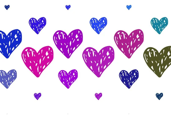 Rosa Claro Fondo Vector Azul Con Corazones Brillantes Ilustración Con — Vector de stock