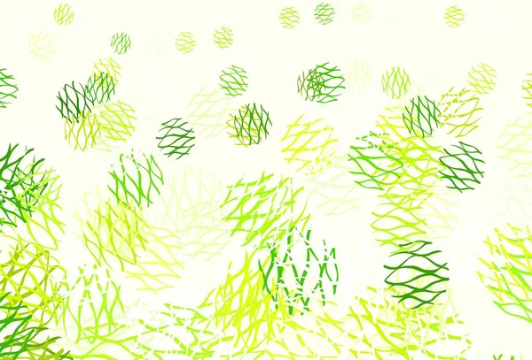 Verde Chiaro Layout Vettoriale Giallo Con Forme Circolari Cerchi Linee — Vettoriale Stock