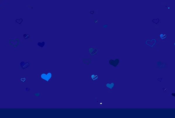 Світло Рожевий Блакитний Векторний Шаблон Сердцями Каракулів Сяючий Малюнок Серцем — стоковий вектор