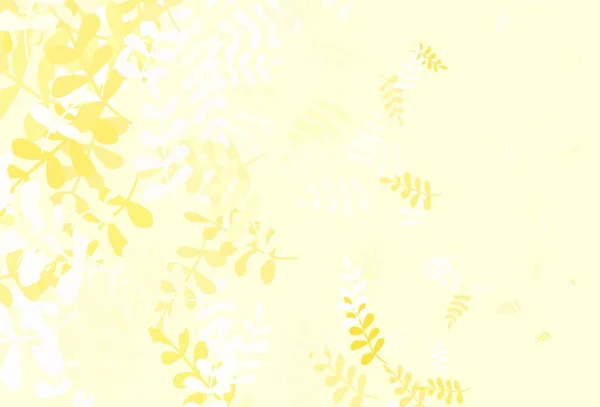 Světle Žlutý Vektor Čmáranice Pozadí Listy Třpytivé Abstraktní Ilustrace Čmáranicemi — Stockový vektor