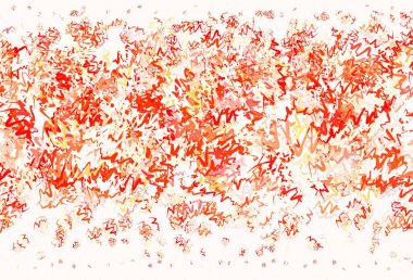 Açık kırmızı, kıvrımlı çizgileri olan sarı vektör deseni. Değişken çizgileri olan renkli geometrik örnek. Tasarımınız için renkli dalga deseni.