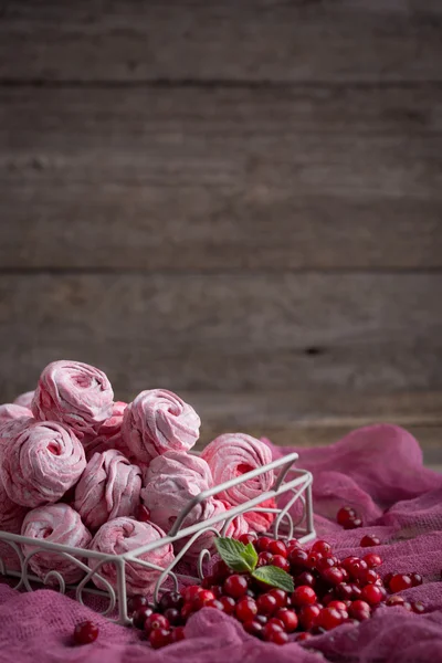 Pink marshmallows. Winter sweets made from apples.
