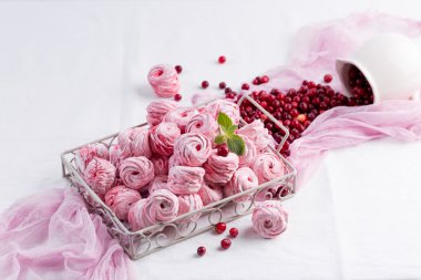 Noel tatili sırasında diyet tatlılar. Marshmallow, kızılcık a muamele etmek. Sağlıklı beslenme.