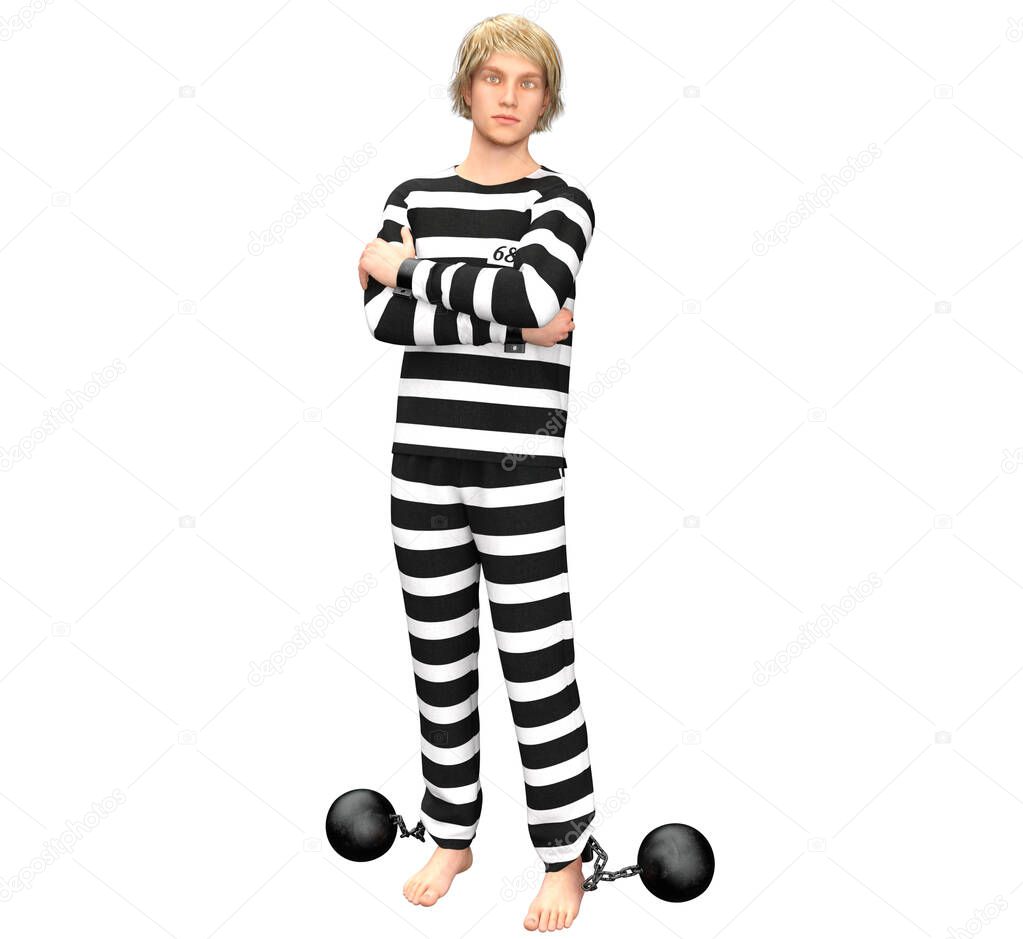 Man standing with arms folded in Prison 