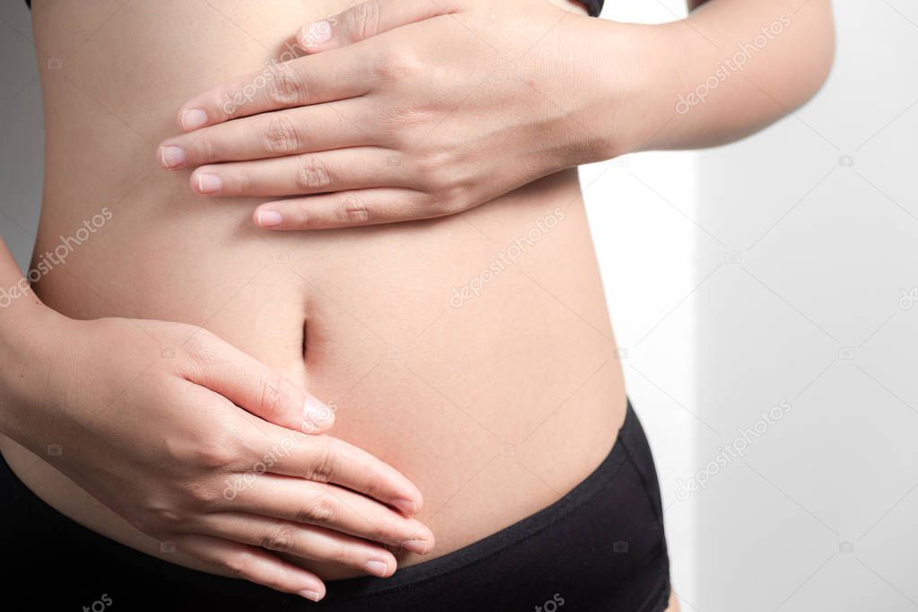 Pregnant woman protect stomach