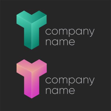 Çokgen logolar. Geometrik logo elemanları. Modern 3D logo. Soyut geometrik şirket imzası ve logo ögeleri