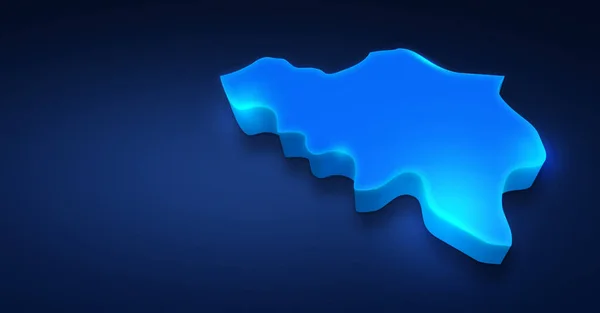 在深蓝色背景上孤立的比利时蓝色3D地图 比利时地图的三维图解 — 图库照片