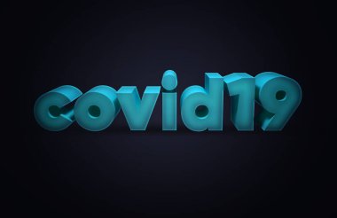 Covid19 3D metin illüstrasyonu. Covid19 yazı tipi başlığı 3D. Coronavirus çizimi