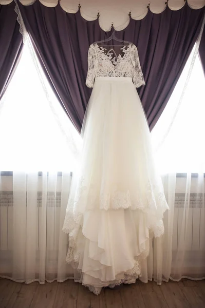 wedding dress in room