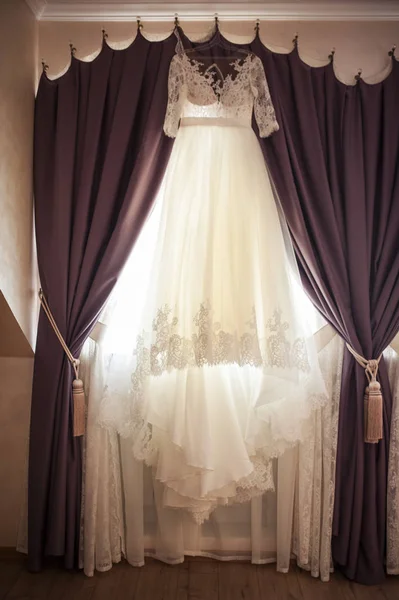 wedding dress in room