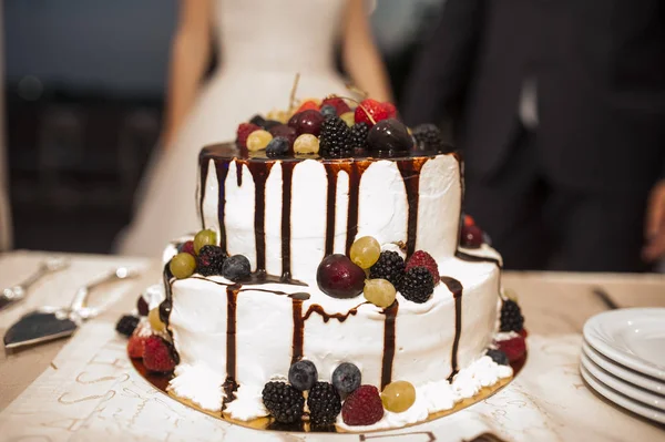 Hermoso pastel de boda blanco — Foto de Stock