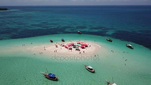 Aerial view of beautiful sand tropical island — Stock Video