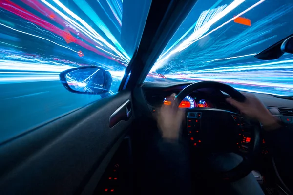 Prędkość ruchu samochodu widok z wnętrza — Zdjęcie stockowe