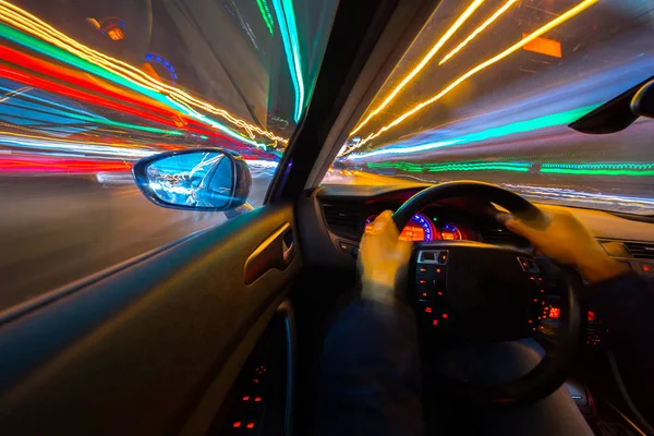 Velocidade movimento vista do carro a partir do interior — Fotografia de Stock